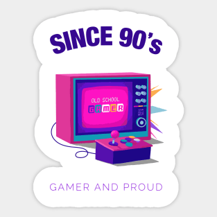 Since 90s Gamer and Proud - Gamer gift - Retro Videogame Sticker